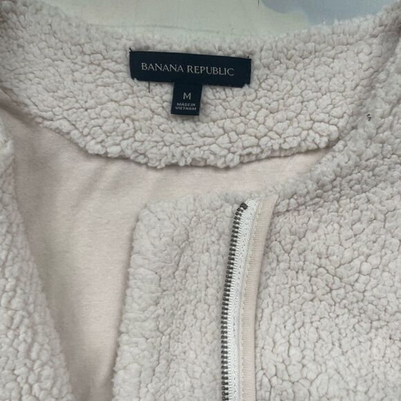 Banana Republic Women`s Teddy Sherpa Lined Warm Side Zip Jacket Ivory Sz M - Picture 5 of 10